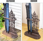 Sungmor Royal Style Cast Iron Umbrella Stand w/Detachable Drip Tray, Heavy Duty Rustic Umbrella Holder for Entryway,Front Door,Hallway,Outside Porch, Decorative Freestanding Umbrella Rack Organizer