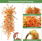 Artificial Fall Flowers for Decoration Fake Hanging Flowers Outdoors Fall Decor,2PCS Faux Mums Silk Flower UV Resistant No Fade for Autumn Outdoor Home Planter Porch Patio Yard Garden(Orange Golden)