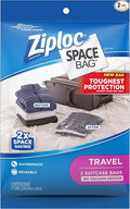 Ziploc Space Bag Clothes Vacuum Sealer Storage Bags for Home and Closet Organization, Travel, 2 Bags Total