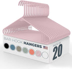 Neaties Plastic Hangers 20 Pack - Made in the USA - 6lb Capacity Standard Clothes Hangers with Strap Hooks for Dresses, Lingerie, Shirts, Pants, and Jackets - Rose