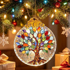 Tree of Life Stained Glass Thank You Gifts for Women Christmas Tree Decorations Crystal Ornaments Appreciation Gifts for Coworkers Teacher Best Friend Boss Birthday Gifts for Mom Car Hanging Ornament