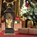 12" Christmas Snow Globe Lantern with Angel and Dove - Water Glittering LED Light Lantern with Music - Vintage Xmas Angel Gifts - USB Plug or Battery Operated Home Decor (Angel)