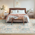 Lessymo Large Area Rugs 9x12 Living Room, Soft Washable Rug for Bedroom Dining Room Nursery Room Farmhouse, Boho Non Slip Low Plie Carpet Vintage Floral Forest Design, Beige Brown