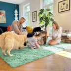 OLANLY 6x9 Machine Washable Large Area Rugs for Living Room, Bedroom, Soft Fluffy Shaggy Bedside Rug, Indoor Floor Carpet for Kids Girls and Boys, Dorms, Nursery, Home Decor Aesthetic, Mint Green