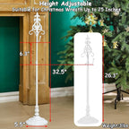 Wreath Stands for Display, White Metal Wreath Holder Stand, Standing Wreath Hanger with Wrought Iron Base, Adjustable Tabletop Display Stand for Christmas and New Year Wreath, Wedding Party Decor