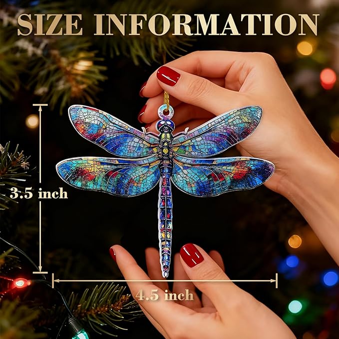 for Dragonfly Suncatcher Hanging Decor: Dragonfly Gifts for Women, Acrylic Stained Glass Effect Ornament, Unique Lucky Birthday Graduation, Perfect for Home Office Door