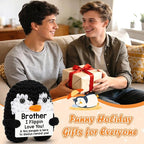 Belatelove Mini Funny Brother Gifts from Sisters Brothers, Handmade Crochet Mini Penguin Father's Day for Brother, I Love You for Brother Valentines Day Cute Small Easter Decor
