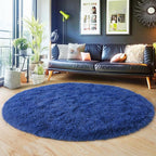 6‘x6’ Blue Round Rug for Bedroom, Ultra Soft Fluffy Circle Rug for Kids Girls Boys Room, Cute Shag Rugs for Living Room Playroom Teen Room Home Decor Rug