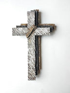 Eagrafts Rustic Decorative Layered Wood Texture Resin Wall Cross, Home Wall Decor