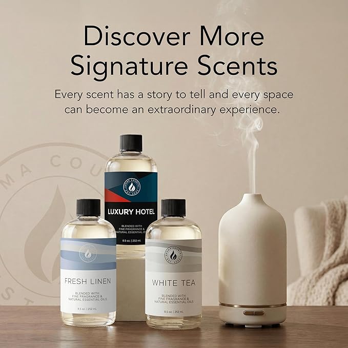 AROMA COUNTRY Fresh Linen Diffuser Oil - Luxury Essential Oils for Diffuser Refill & Air Freshener Room Spray, Long-Lasting, Natural Home Fragrance & Hotel Scent for Diffusers & Machines (8.5 Fl oz.)