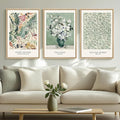 Framed Large Van Gogh Wall Art for Living Room, 3 Pieces Vintage Sage Green Canvas Painting Artwork for Walls, Botanical Wall Art Prints for Bedroom, Guest Room, Hallway, Home Office Wall Decor, 16x24 Inch