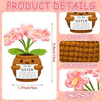 Wavwavw Sister Gifts Handmade Crochet Doll with Card Crochet Present for Sisters Sis Big Little Sister Birthday Wedding Home Decor(Pink Myosotis)