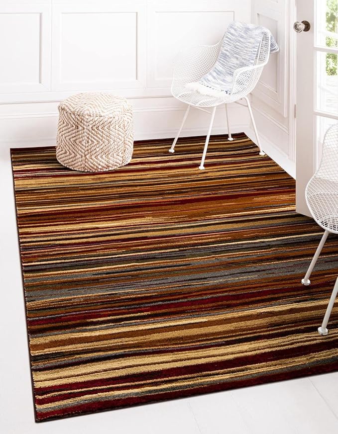 Unique Loom Barista Collection Area Rug - Icatu (7' 1" x 10' Rectangle, Beige/Brown)