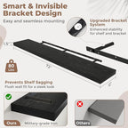 72 Inch Long Floating Shelves for Wall Set of 2, 12"D Wood Grain Bathroom Shelves with Invisible Brackets, Easy Install Engineered Wood Storage Shelves for Kitchen, Living Room, Bedroom, Black Finish