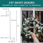 HOOSUN 4th of July Decorations Wreath Hangers for Front Door,12 Inch Metal Wreath Hook Holder for Spring Decor,20 Lbs White Over The Door Wreath Hanger for Spring Patriotic Wreath Front Porch Decor