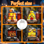 Wettarn 26 Pcs LED Christmas Villages Houses Sets Xmas Figurines Decoration Lighted LED Christmas Village Houses Building Collectible Home Decoration Xmas Gifts Indoor Room Decor