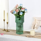 Large Glass Vase, 12 Inches Tall Vase for Flowers, Green Flower Vases for Bouquet, Modern Green Glass Vases for Living Room, Dining Table, Office, Entryway, Mantle, Shelf, Wedding Gifts