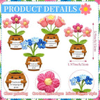 Wavwavw 3 Pack Teacher Appreciation Gift Positive Flower Handmade Crochet Doll Thank You for Helping Me Grow Gifts Back to School Gifts for Women Teacher(Puff Flower, Bell Orchid, Forget Me Not)