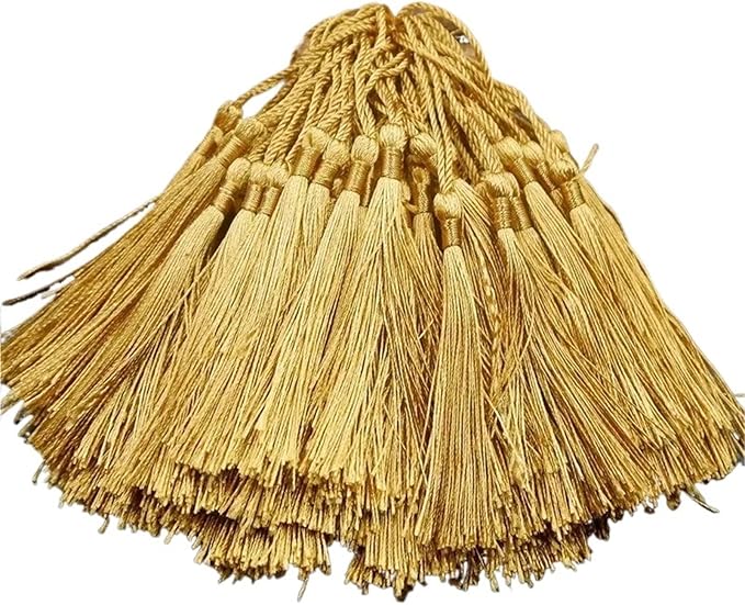 Tassels for Decoration 13cm/5 Inch Silky Floss Bookmark Tassels Hanging Rope for Jewelry Making DIY Craft Accessory(Earth Yellow)