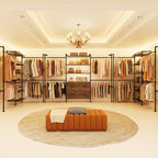 T3 Closet System with Stepless Dimmable LED Light, Industrial Pipe Clothing Rack with 4 Drawers, 6 Wooden Shelves & 4 Telescopic Rods, Heavy Duty Closet Organizers in Wardrobe Closet (Rustic Brown)