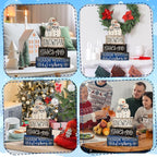 Lineshading 4 Pcs Winter Table Decor Wooden Snowman Decorations Winter Tiered Tray Decor Christmas Centerpieces Rustic Decorative Snowman Block Signs Gift Farmhouse for Kitchen Home Desk