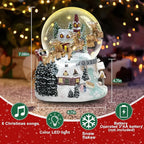 7'' H Christmas Snow Globe with Light up and Musical Spring Decoration Gift, Snowflakes Water Globe, Santa Sleigh Reindeer Resin Snow Globe, Christmas Holiday Indoor Decor.