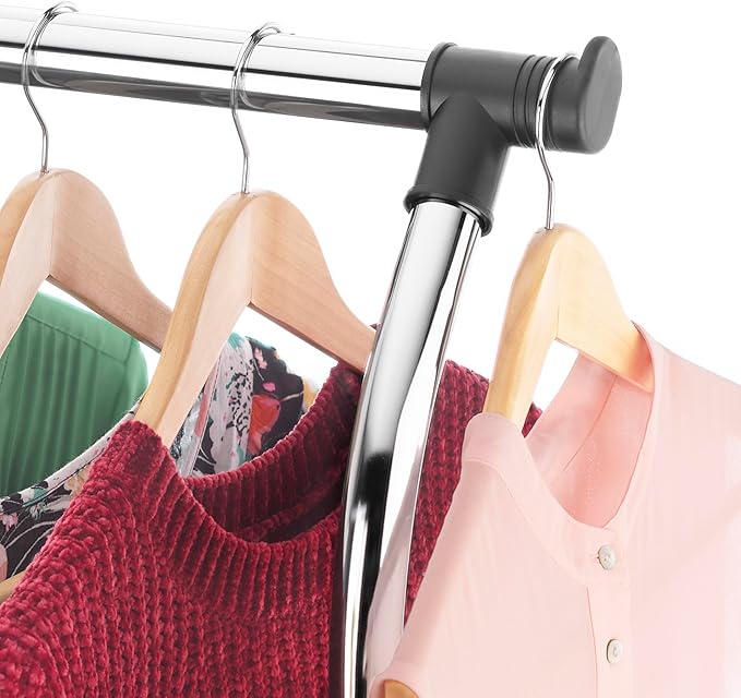Whitmor Heavy Duty Adjustable Garment Rack-Rolling Clothes Organizer, Black and Chrome