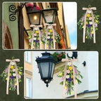 6 PCS Spring Summer Teardrop Swag with Bow Artificial Wildflower Sconce Lighting Swag Wreath Lavender Daisy Wisteria Candlestick Wreath Green Eucalyptus Floral Swag for Wall Cabinet Chandelier Decor