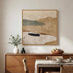 Framed Neutral Abstract Wall Art, Large Modern Canvas Prints Paintings Artwork for Walls, Minimalist Earth Tone Abstract Pictures for Living Room Lounge Dining Bedroom Office Wall Decor 30x30 In