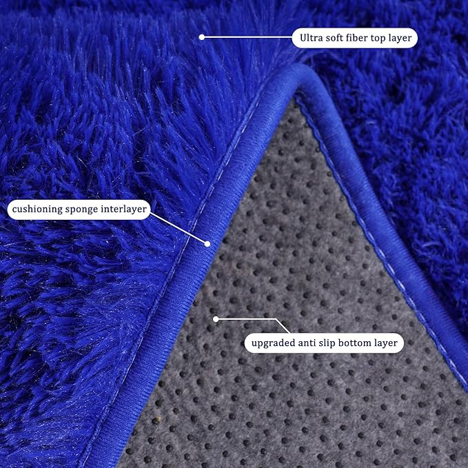 Rugs for Living Room 9x12, Soft Shaggy Modern Shag Area Rug for Bedroom, Upgrade Non-Slip Plush Fluffy Carpet for Kids Boys Girls Room Home Decor Aesthetic, Royal Blue