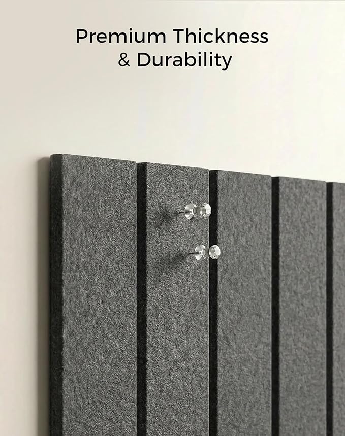 Aothia 12-Pack Felt Bulletin Board Tiles - 48x36 Modular Pin Board for Walls, 0.2" Thick Cork Board Alternative for Office & Classroom, 70 Adhesive Tabs & 40 Pushpins Included (Charcoal Gray)