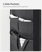 SONGMICS Portable Closet, Wardrobe Closet Organizer with Cover, 3 Hanging Rods and Shelves, 4 Side Pockets, 51.2 x 17.7 x 65.7 Inches, Large Capacity for Bedroom, Living Room, Ink Black URYG092B02