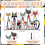 Wesiti Cat Wall Art Decor Iron Wall Sculptures Decor for Cats Lover 11.81 x 7.2 Inches Colorful Retro Mid Century Cat Signs for Home Living Room Bedroom Kitchen Office