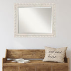 Amanti Art White Wall Mirror 28x34 Opera Off White Rectangle Bathroom Mirror for Wall Decor Living Room, Large Traditional Wood Frame, Hangs Horizonally and Vertically, Bathroom Decor, Beveled Edge