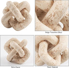 DN DECONATION 3 Link Knot Decor, Beige Travertine Coffee Table Decoration, Boho Resin Chain Link Decor, Modern Shelf Entryway Objects for Home Living Room Farmhouse Bedroom Inspired Aesthetic Art