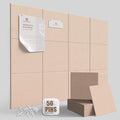 TSJOFFICE Large Cork Board for Wall - 48" x 36" Bulletin Board with 50 Pushpins for Office Decor, Pin Board 12 Pack Felt Wall Tiles with Safe Removable Adhesive Tabs, Corkboard for Home - Cinnamon