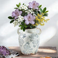 Enra Vintage vase with Handle,Blue and White Ceramic Decorative Flower vase, Chinoiserie Floral Vase,Large Rustic Vases for Home Decors, Living Room, Bookshelf, Office,7.8 in