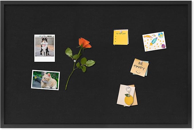 DAHAPYBOO Cork Board with Linen Black,Bulletin Board 36"x24",Corkboards for Office Home School Message Board or Vision Board Decoration.