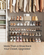 SONGMICS Shoe Rack, 4-Tier Shoe Organizer, Metal Storage Shelf, Upright or Upside Down, for 25-30 Pairs, Stackable, for Entryway, 11.8 x 46.1 x 28.4 Inches, Black ULSA034B01