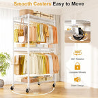 P5 Rolling Clothes Rack Heavy Duty, Clothing Racks for Hanging Clothes, Metal Garment Rack with Wheels, 3-Tier Portable Closet Rack 39.4'' W × 20.5'' D × 80.5'' H, Max Load 650 Lbs, White