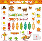 Thanksgiving Turkey Bulletin Board Decorations Set Thanksgiving Classroom Decorations Gobble Up God’s Word Fall Pumpkin Maple Leaf Cutouts for Autumn Harvest Christian Religious School Wall Decor