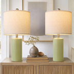 G-SAFAVA 20.5" Small Table Lamps for Living Room Lamp Set of 2 Ceramic Lamps for Bedroom Bedside Lamps Modern Boho Lamps for Night Stands Farmhouse Nightstand Lamp Side End Table Lamp, Light Green