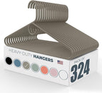Neaties Heavy Duty Clothes Hangers 100+ Pack (324 Count) – Made in the USA – 8lb Capacity Plastic Hangers for Adult Clothing – Durable for Pants, Coats, Jackets, or Jeans – Gray