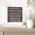 Barnyard Designs Wooden Box Sign Motivational Desk Decor, Inspirational Office Desk Decorations for Women Office Bathroom Shelf Décor (Teacher)