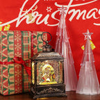 Wondise Christmas Muscal Snow Globe with Timer, USB Plug-in & Battery Operated Spinning Water Glitters Lighted Singing Snow Globe Lantern for Christmas Decorations
