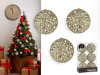 Christmas Traditions 4 inch Champagne Gold Glittered Rattan Ball Ornaments Hanging Tree Decorations (Set of 6) (Champagne Gold)
