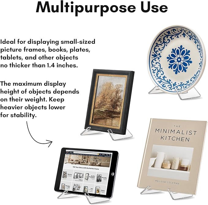 Americanflat Acrylic Easel Stand - 6" Tabletop Easel and Plate Stand - Set of 2 - Lightweight Display Holders for Photos, Cards, Frames, Books, Magazines, Albums - Home or Office Decor