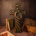 BGCOPPER Holy Family Wall Cross, Handmade Wooden Cross Wall Crucifix, Jesus Cross Wall Decor Art for Home Room Decor Christmas Gifts - 10 Inch