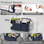 Edudif Bedside Caddy Bedside Organizer with Fixed Straps & Water Bottle Holder, Bunk Bed Caddy ideal for Home, Dorm, Hospital, Crib, Versatile Bedside Storage Solution