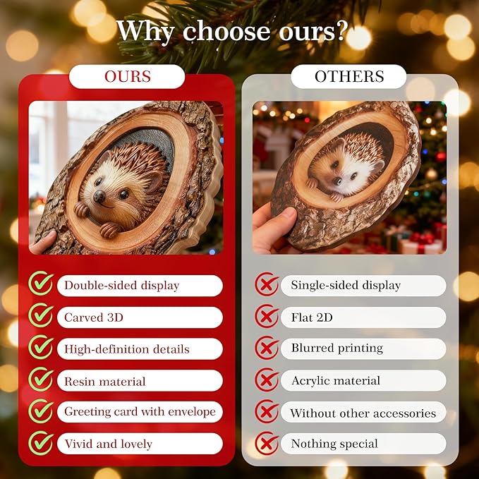 Forest Animal Christmas Ornaments, Funny Forest Animal Ornaments for Christmas Tree,3D Resin Ornaments Hanging for Animal Lover&Easter Basket Stuffers(Raccoon)